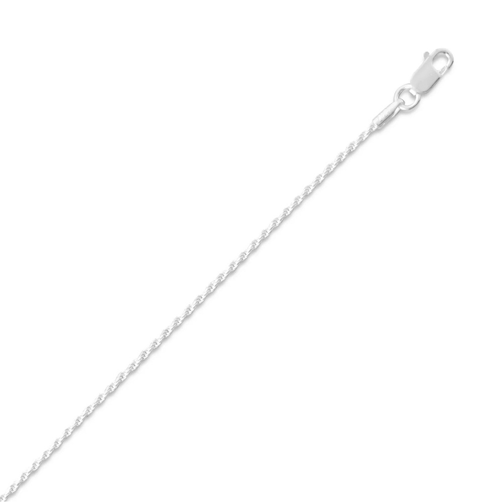 NEW 20" 1mm Sterling Silver Diamond Cut Rope Chain Necklace